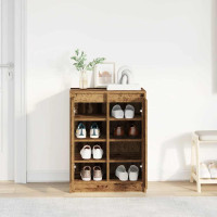 Produktbild för Skoskåp gammalt trä 57x34x76 cm konstruerat trä