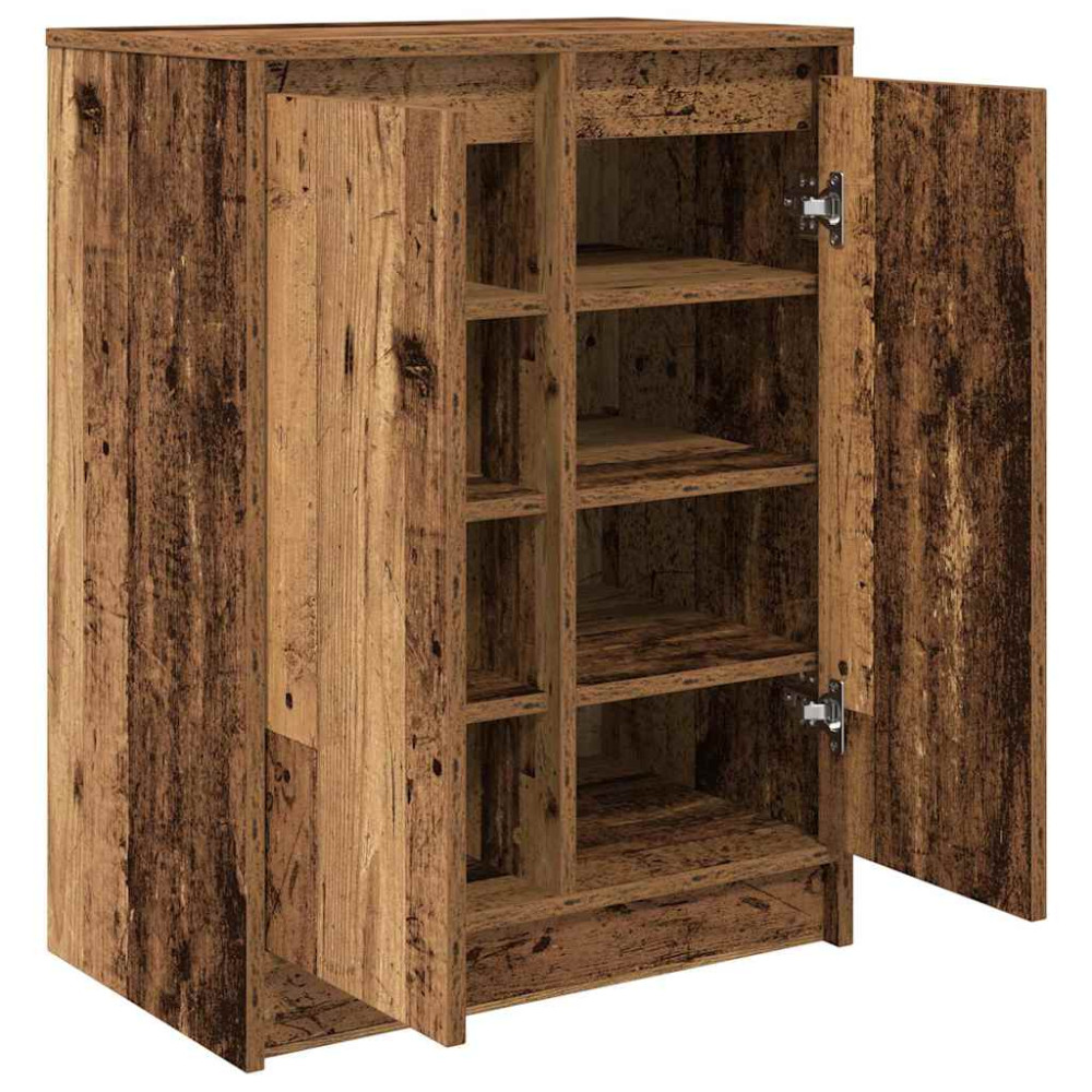 Produktbild för Skoskåp gammalt trä 57x34x76 cm konstruerat trä