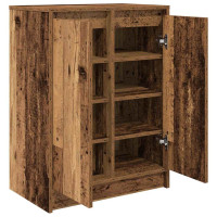 Produktbild för Skoskåp gammalt trä 57x34x76 cm konstruerat trä