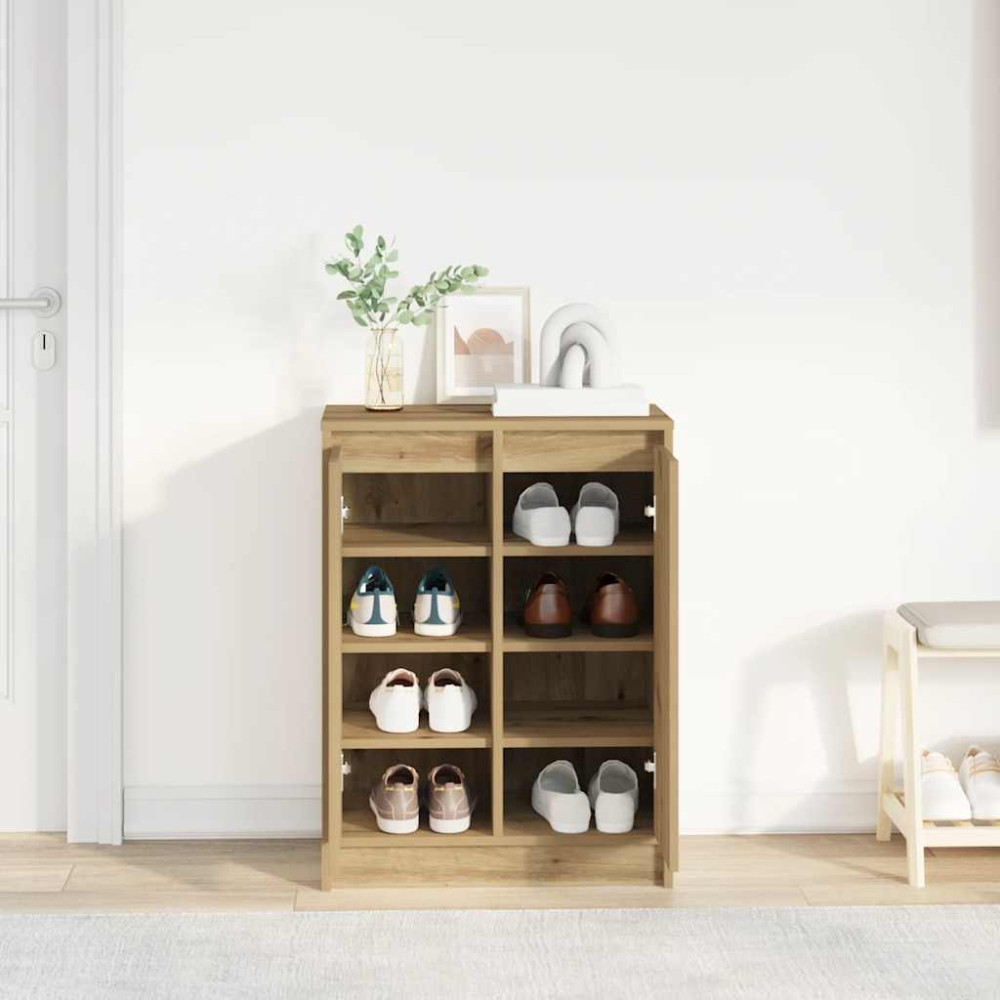 Produktbild för Skoskåp hantverksmässig ek 57x34x76 cm konstruerat trä