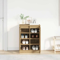 Produktbild för Skoskåp hantverksmässig ek 57x34x76 cm konstruerat trä