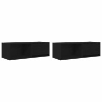 Produktbild för TV-bänkar 2 st svart ek 80x31x25,5 cm konstruerat trä