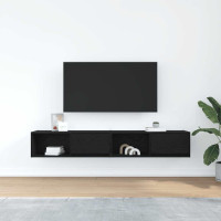 Produktbild för TV-bänkar 2 st svart ek 80x31x25,5 cm konstruerat trä