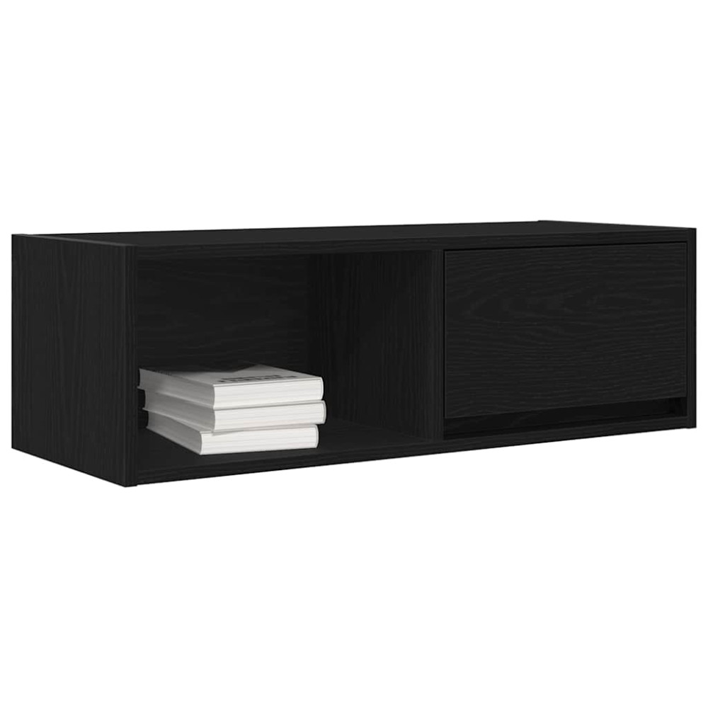 Produktbild för TV-bänkar 2 st svart ek 80x31x25,5 cm konstruerat trä