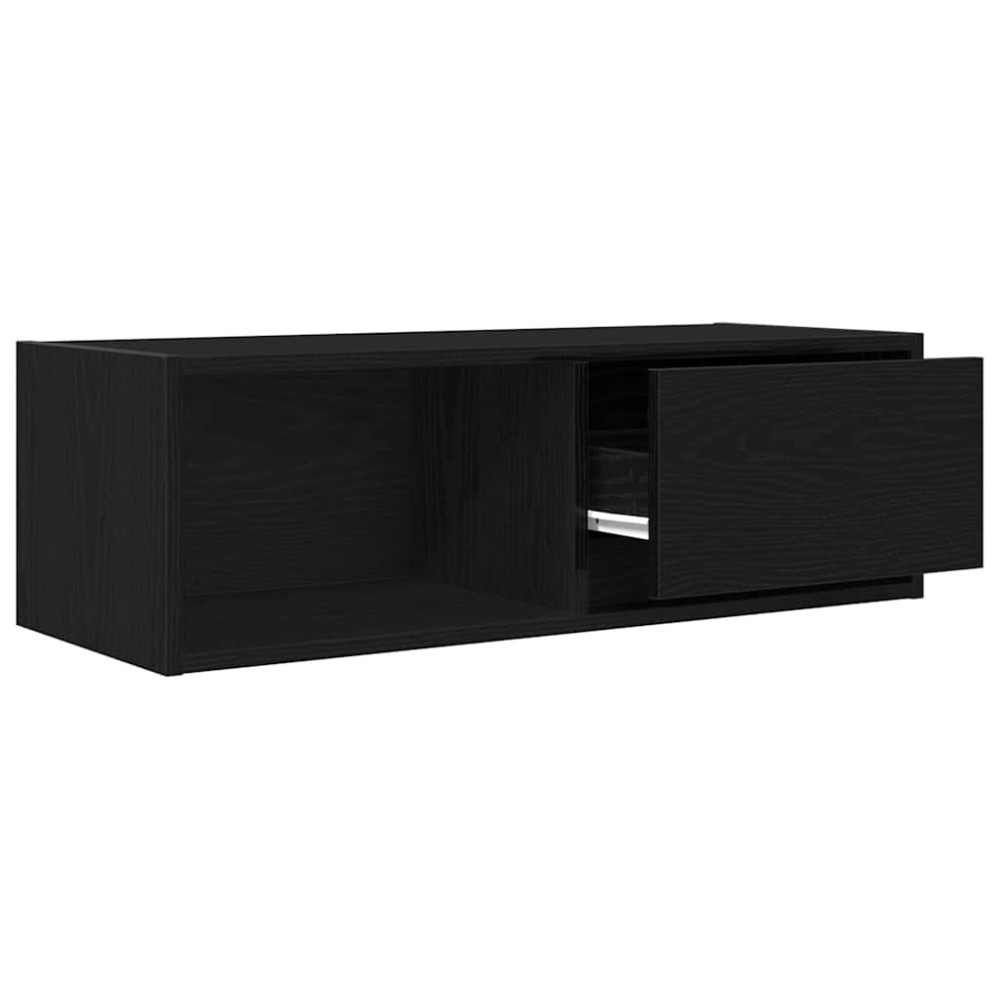 Produktbild för TV-bänkar 2 st svart ek 80x31x25,5 cm konstruerat trä
