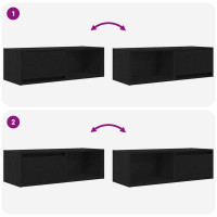 Produktbild för TV-bänkar 2 st svart ek 80x31x25,5 cm konstruerat trä