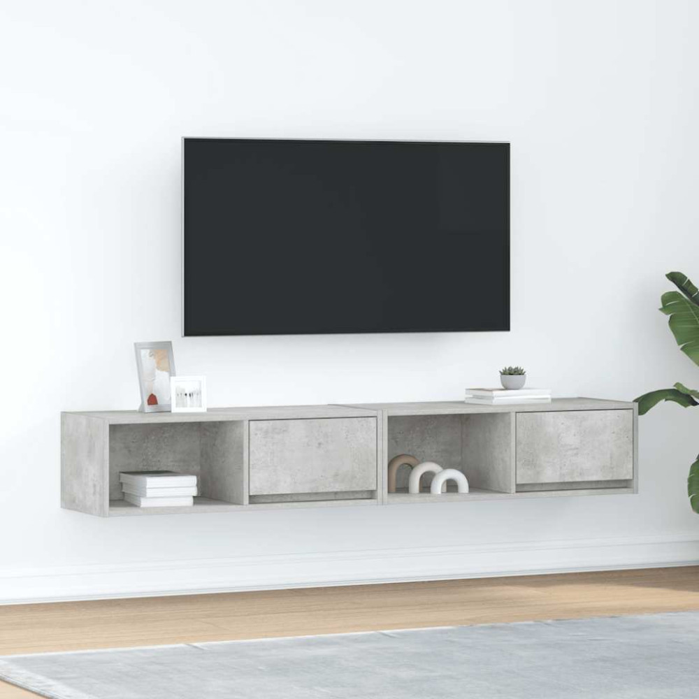 Produktbild för TV-bänkar 2 st betonggrå 80x31x25,5 cm konstruerat trä