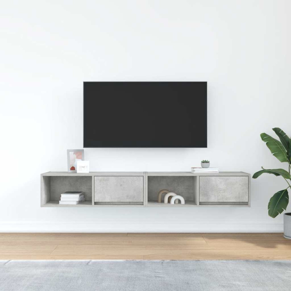 Produktbild för TV-bänkar 2 st betonggrå 80x31x25,5 cm konstruerat trä