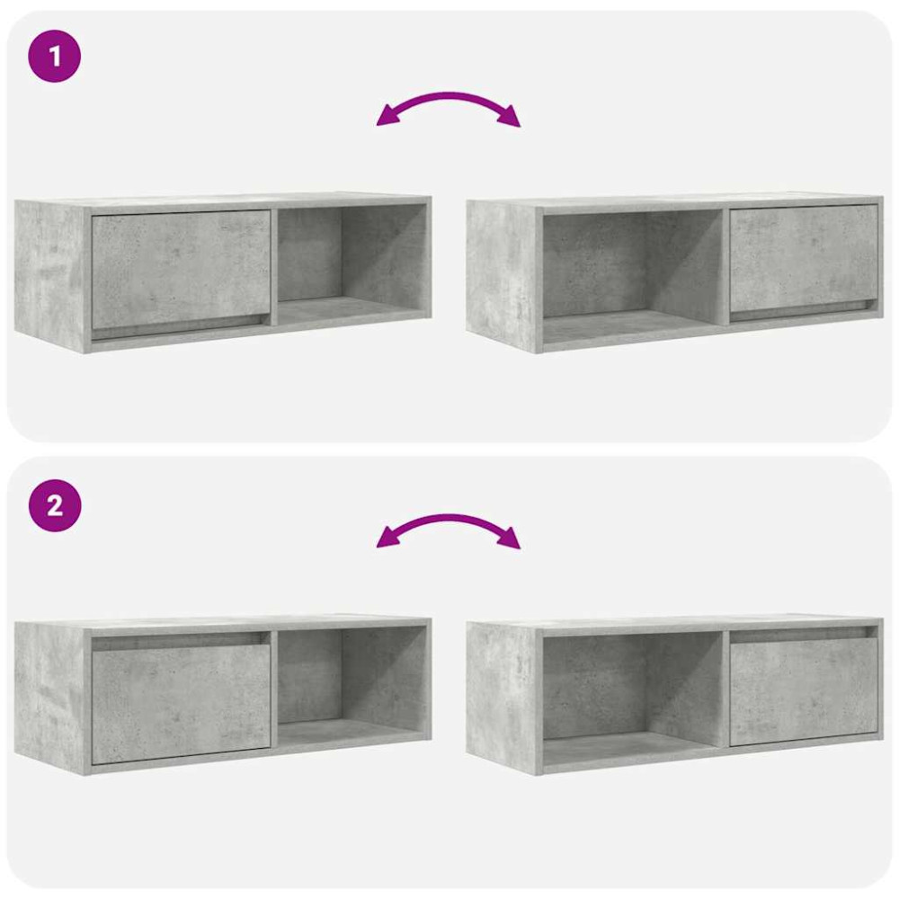 Produktbild för TV-bänkar 2 st betonggrå 80x31x25,5 cm konstruerat trä