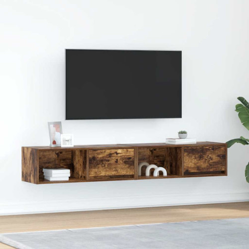 vidaXL TV-bänkar 2 st rökt ek 80x31x25,5 cm konstruerat trä