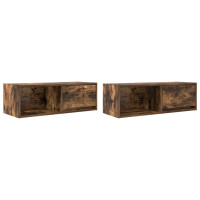 Produktbild för TV-bänkar 2 st rökt ek 80x31x25,5 cm konstruerat trä