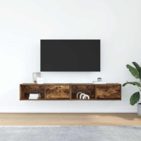Produktbild för TV-bänkar 2 st rökt ek 80x31x25,5 cm konstruerat trä