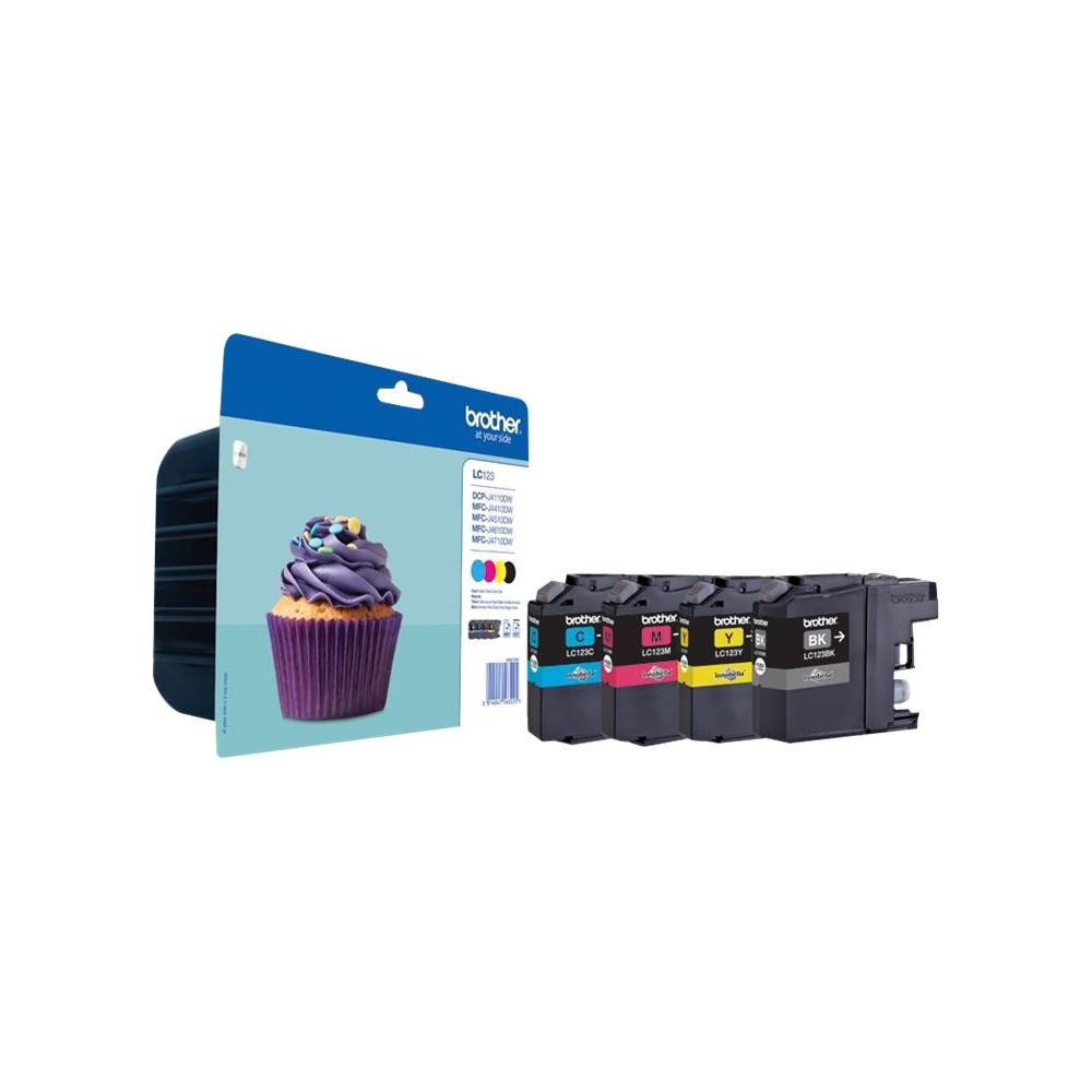 Produktbild för Brother LC123 - 4-pack - svart, gul, cyan, magenta - original - bläckpatron