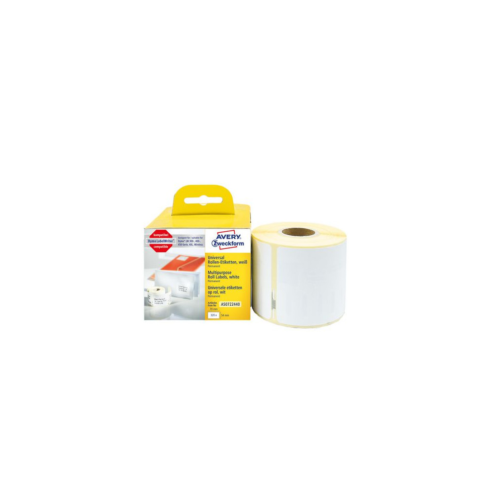 Produktbild för Etikett AVERY på rulle 70x54mm 320/fp