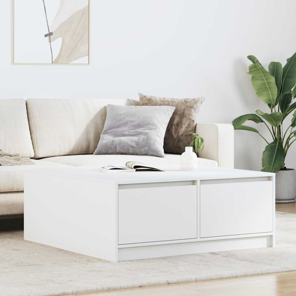 Produktbild för Soffbord med lådor vit 100x100x40 cm