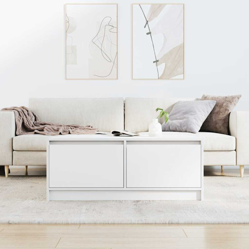Produktbild för Soffbord med lådor vit 100x100x40 cm