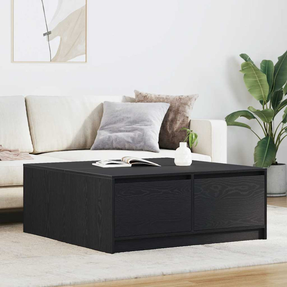 Produktbild för Soffbord med lådor svart ek 100x100x40 cm