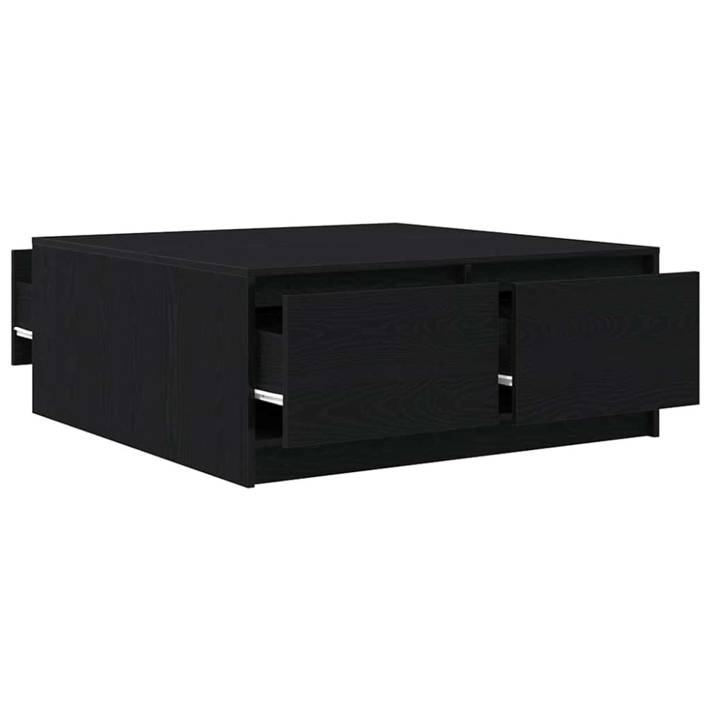 Produktbild för Soffbord med lådor svart ek 100x100x40 cm