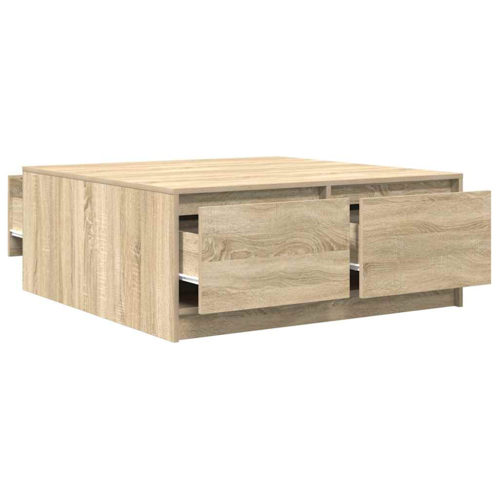 Produktbild för Soffbord med lådor sonoma ek 100x100x40 cm