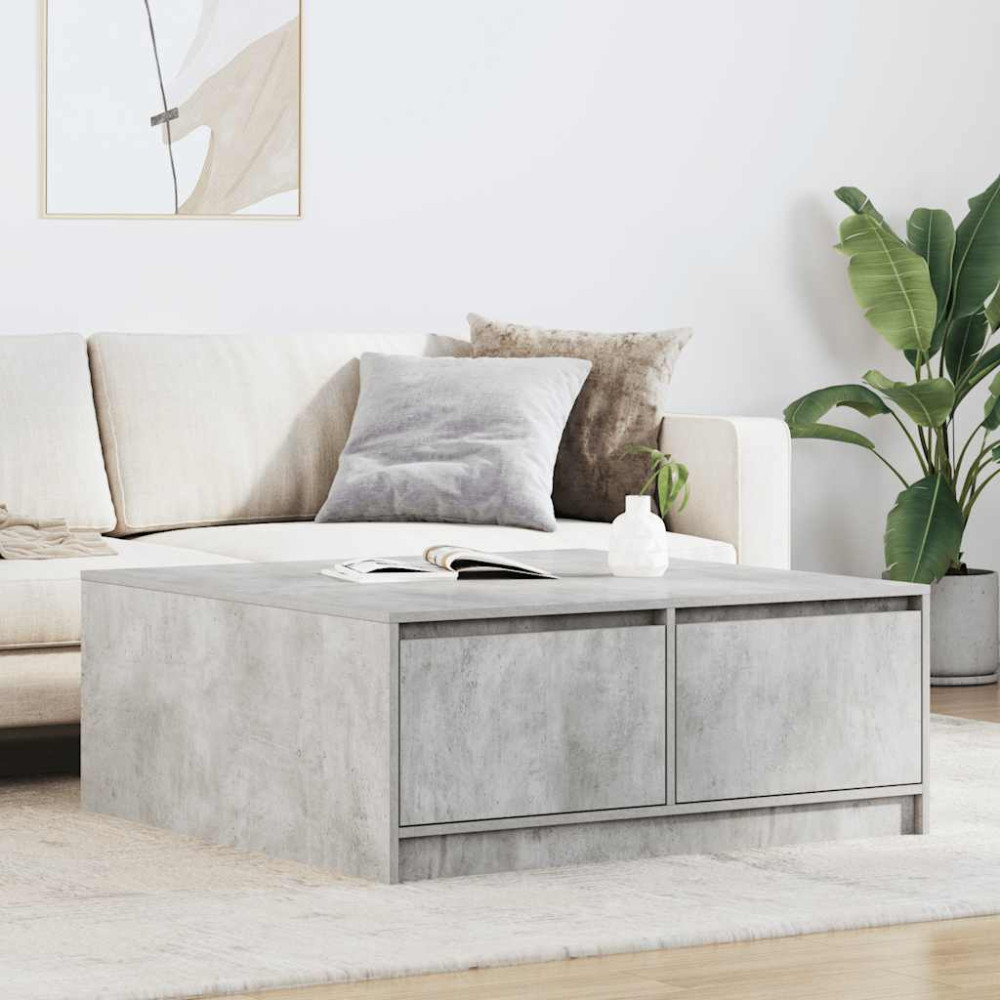 Produktbild för Soffbord med lådor betonggrå 100x100x40 cm