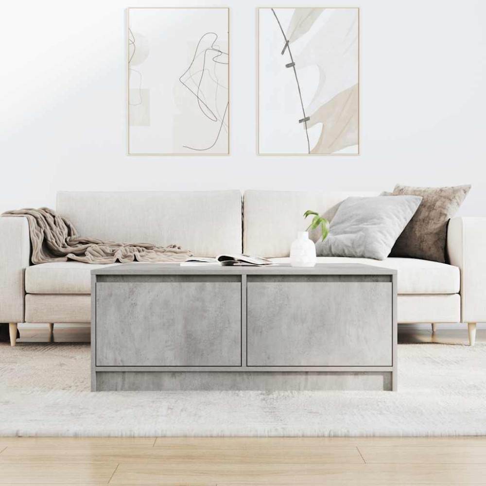 Produktbild för Soffbord med lådor betonggrå 100x100x40 cm
