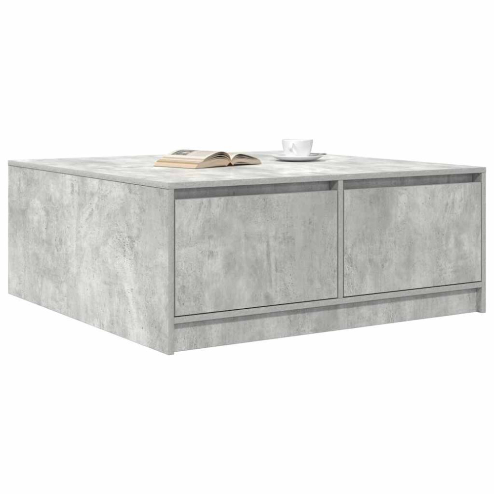 Produktbild för Soffbord med lådor betonggrå 100x100x40 cm