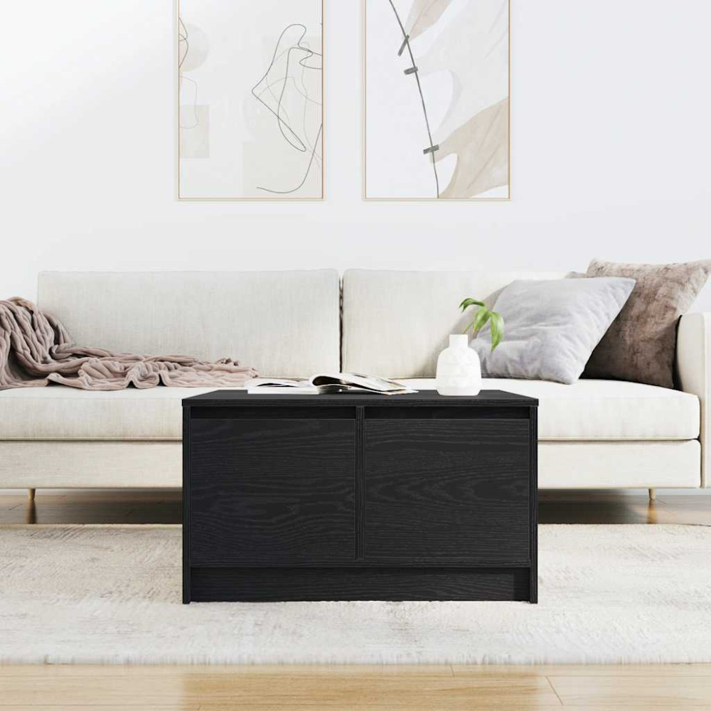 Produktbild för Soffbord med lådor svart ek 70,5x70x40 cm