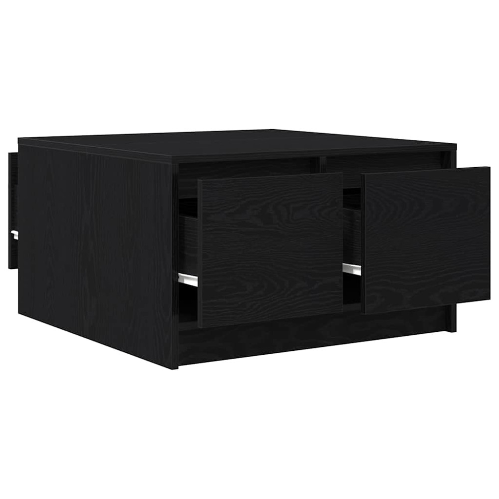 Produktbild för Soffbord med lådor svart ek 70,5x70x40 cm