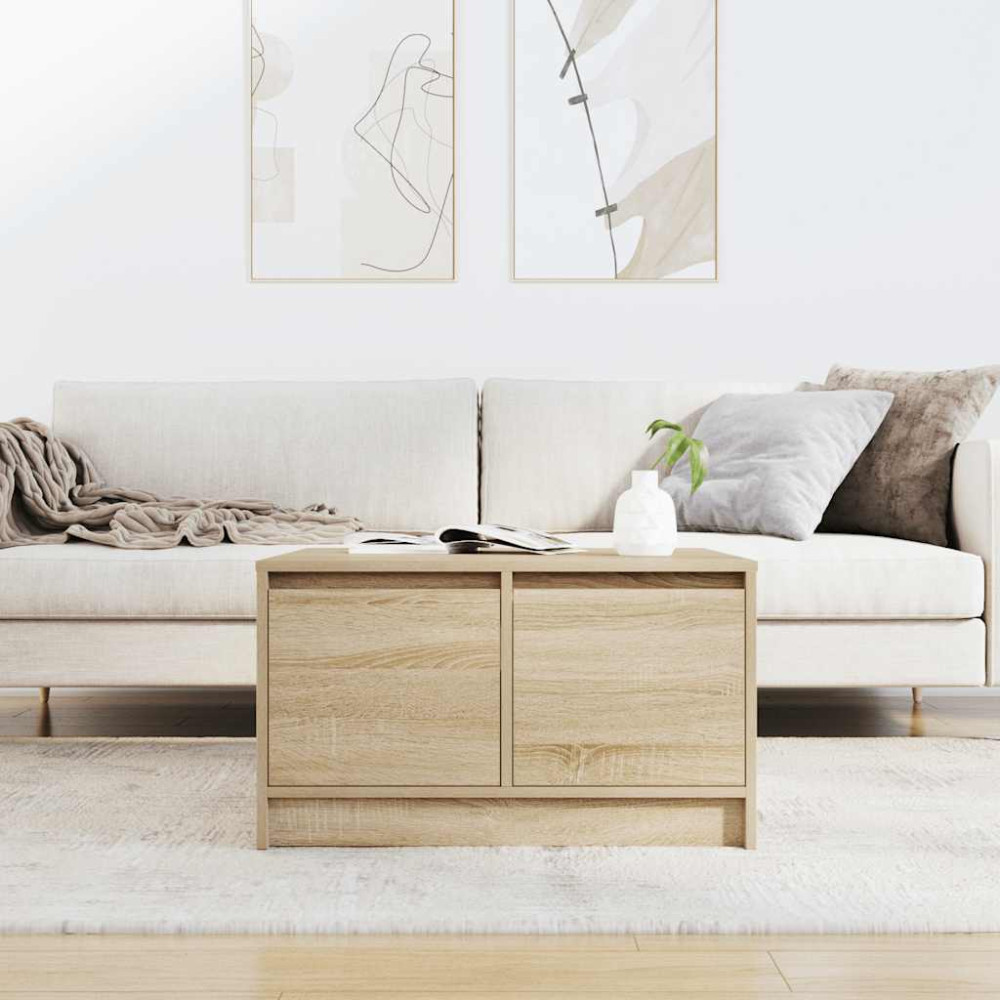 Produktbild för Soffbord med lådor sonoma ek 70,5x70x40 cm
