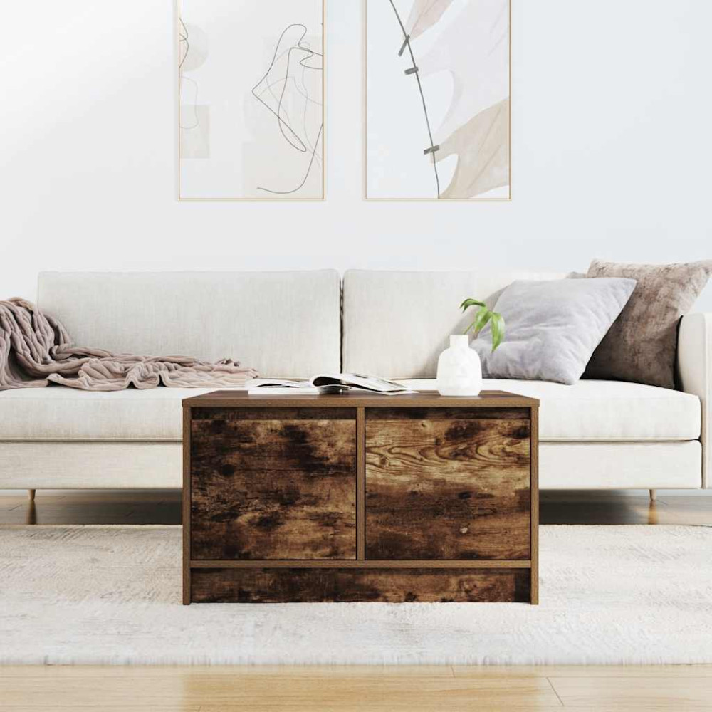 Produktbild för Soffbord med lådor rökt ek 70,5x70x40 cm