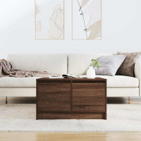 Produktbild för Soffbord med lådor brun ek 70,5x70x40 cm