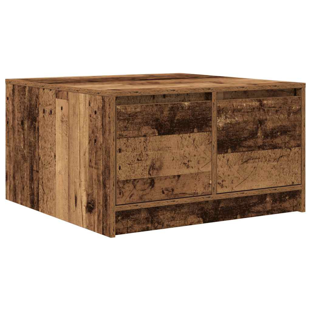 Produktbild för Soffbord med lådor gammalt trä 70,5x70x40 cm