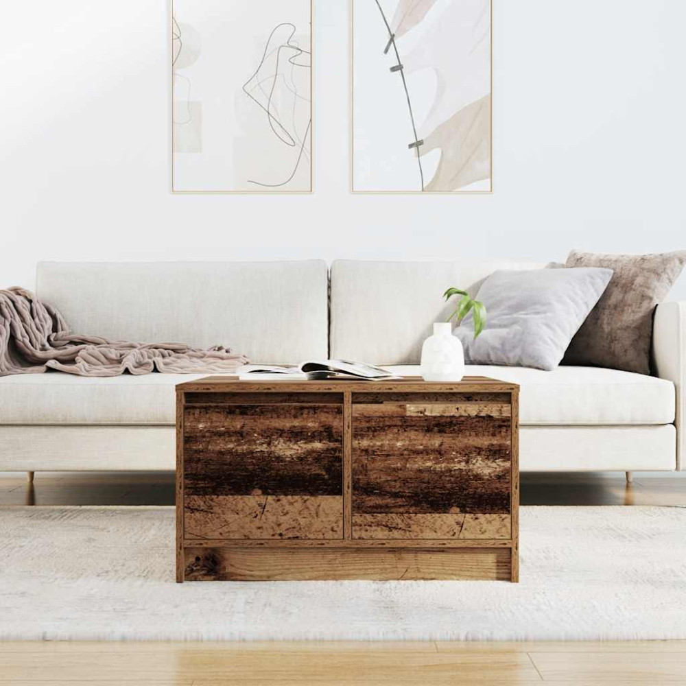 Produktbild för Soffbord med lådor gammalt trä 70,5x70x40 cm