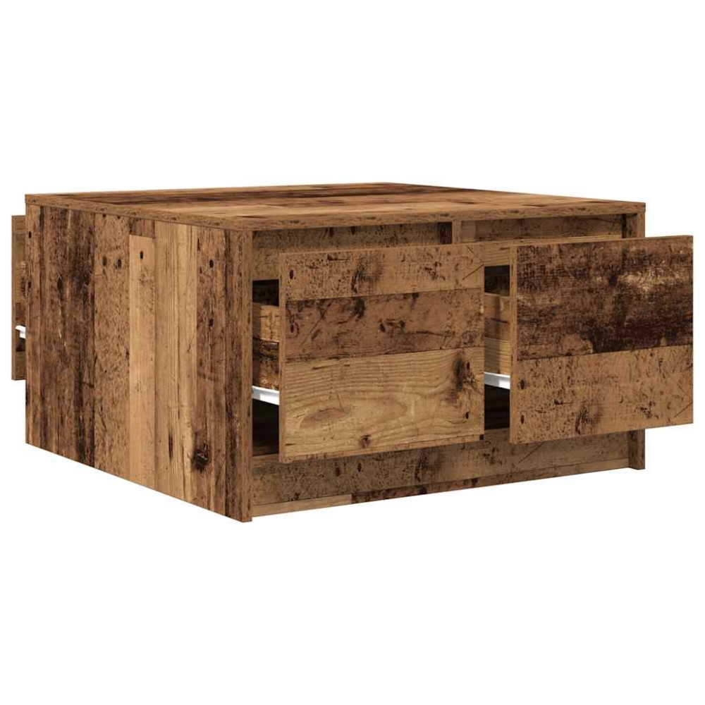 Produktbild för Soffbord med lådor gammalt trä 70,5x70x40 cm