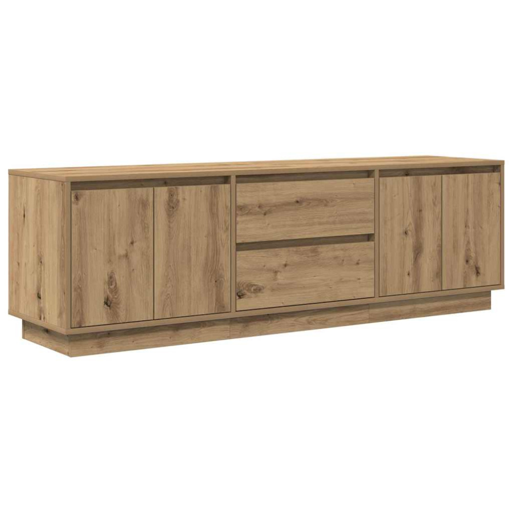 Produktbild för TV-bänk med LED-lampor hantverksmässig ek 160,5x41x50 cm
