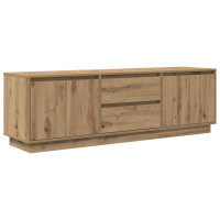 Produktbild för TV-bänk med LED-lampor hantverksmässig ek 160,5x41x50 cm