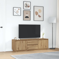 Produktbild för TV-bänk med LED-lampor hantverksmässig ek 160,5x41x50 cm