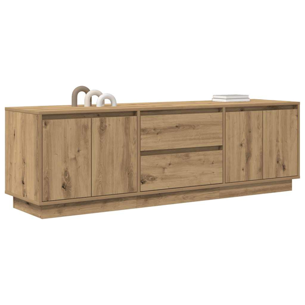 Produktbild för TV-bänk med LED-lampor hantverksmässig ek 160,5x41x50 cm