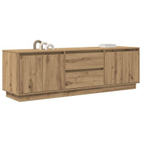 Produktbild för TV-bänk med LED-lampor hantverksmässig ek 160,5x41x50 cm