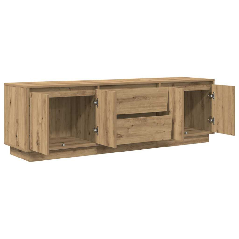 Produktbild för TV-bänk med LED-lampor hantverksmässig ek 160,5x41x50 cm