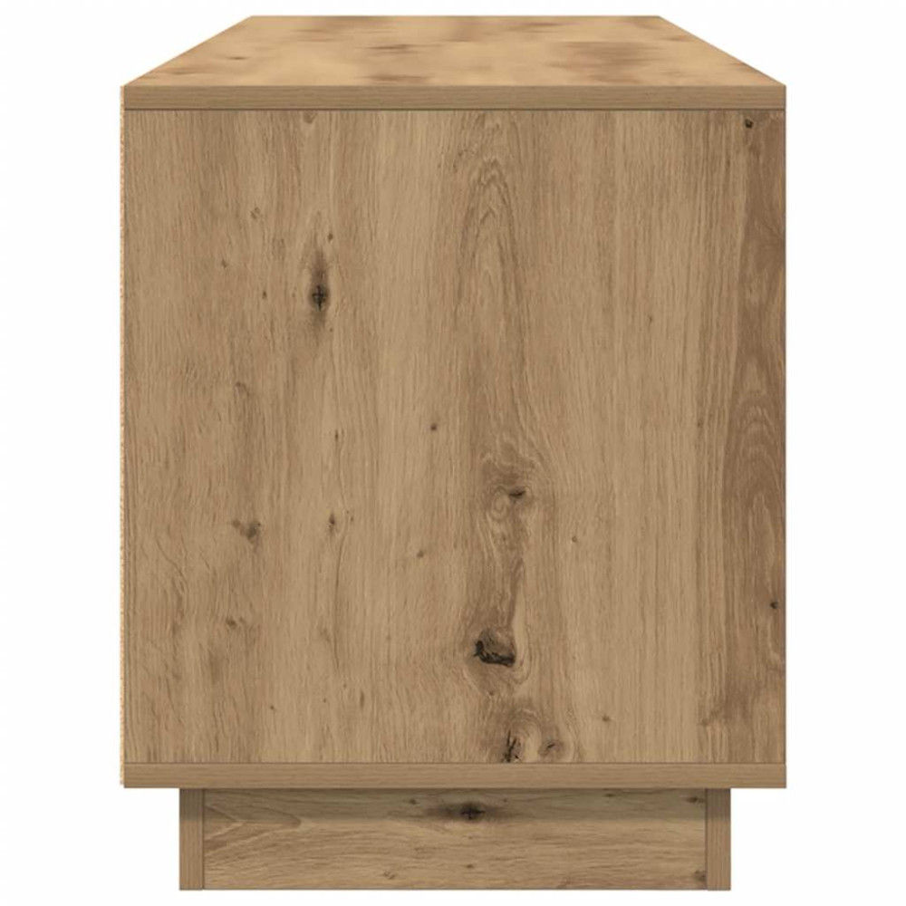 Produktbild för TV-bänk med LED-lampor hantverksmässig ek 160,5x41x50 cm