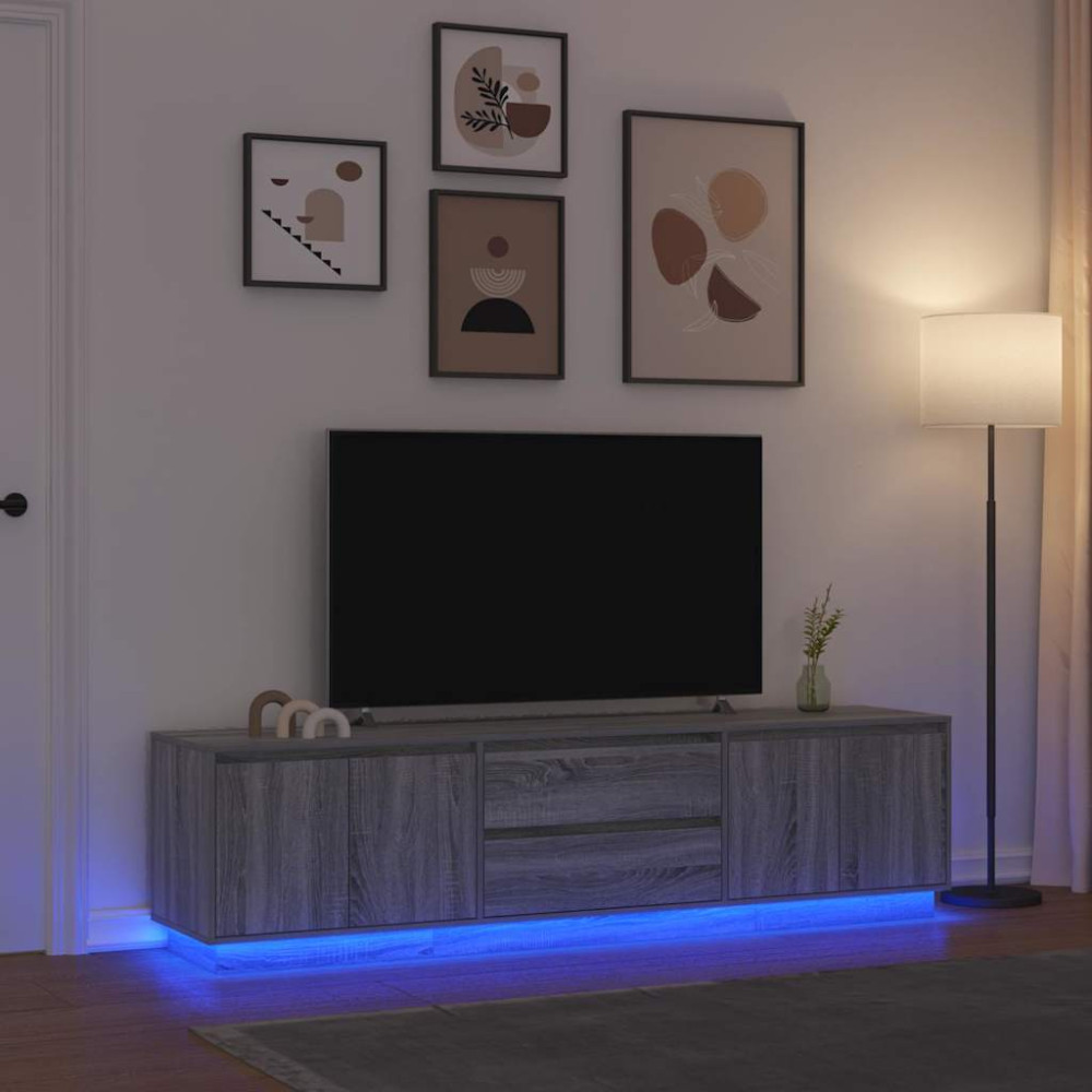 Produktbild för TV-bänk med LED-lampor gammalt trä 100x41x50 cm