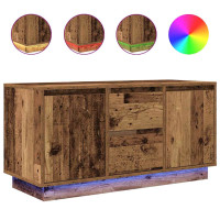 Produktbild för TV-bänk med LED-lampor gammalt trä 100x41x50 cm