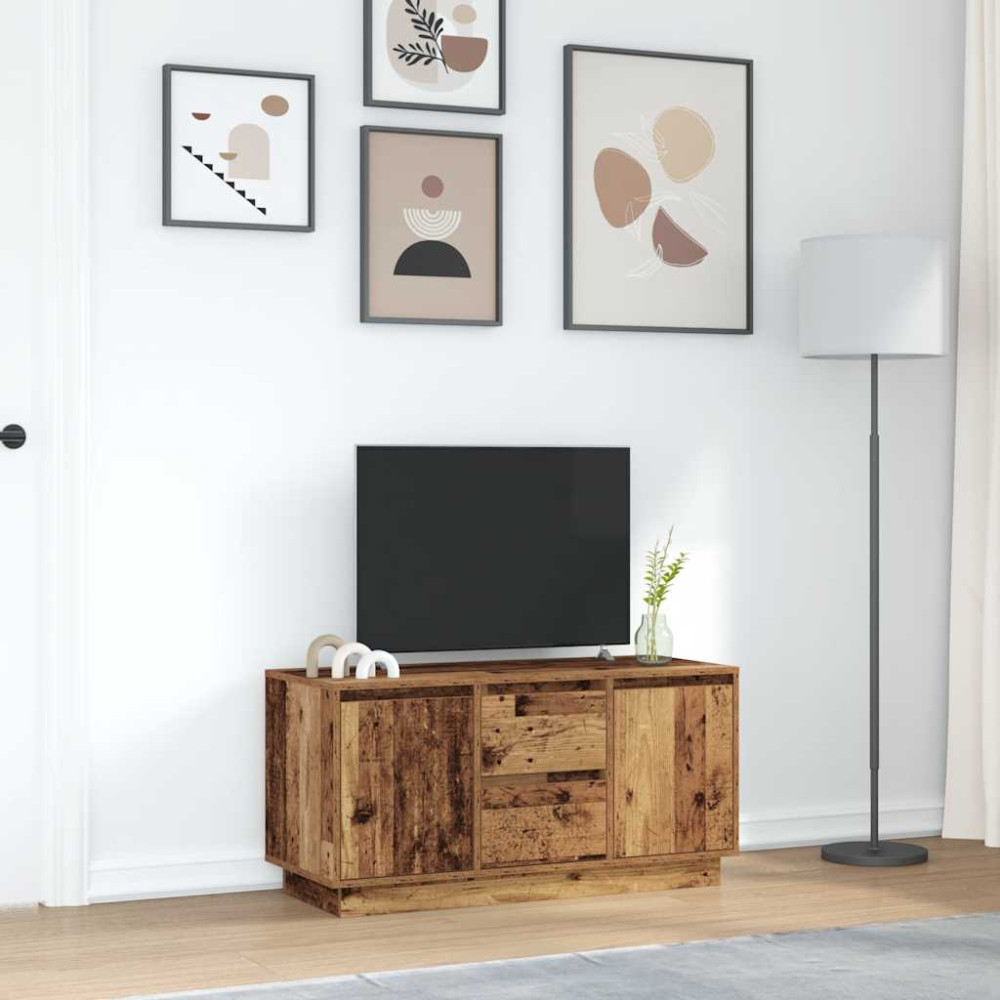 Produktbild för TV-bänk med LED-lampor gammalt trä 100x41x50 cm