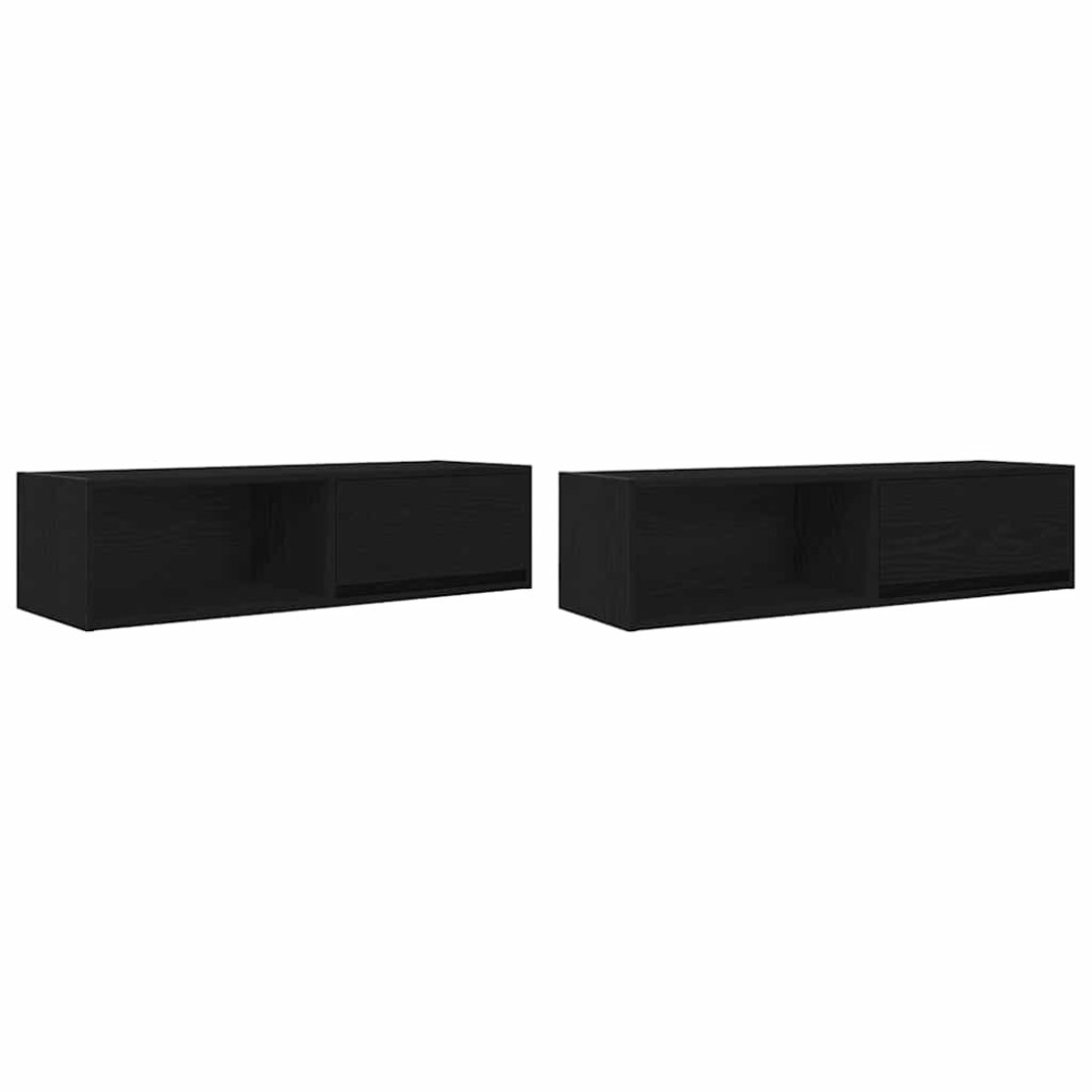Produktbild för TV-bänkar 2 st svart ek 100x31x25,5 cm konstruerat trä