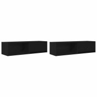 Produktbild för TV-bänkar 2 st svart ek 100x31x25,5 cm konstruerat trä