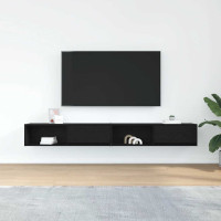 Produktbild för TV-bänkar 2 st svart ek 100x31x25,5 cm konstruerat trä