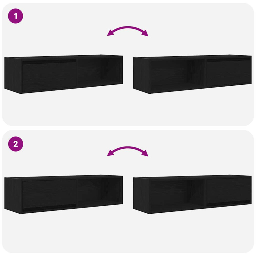 Produktbild för TV-bänkar 2 st svart ek 100x31x25,5 cm konstruerat trä