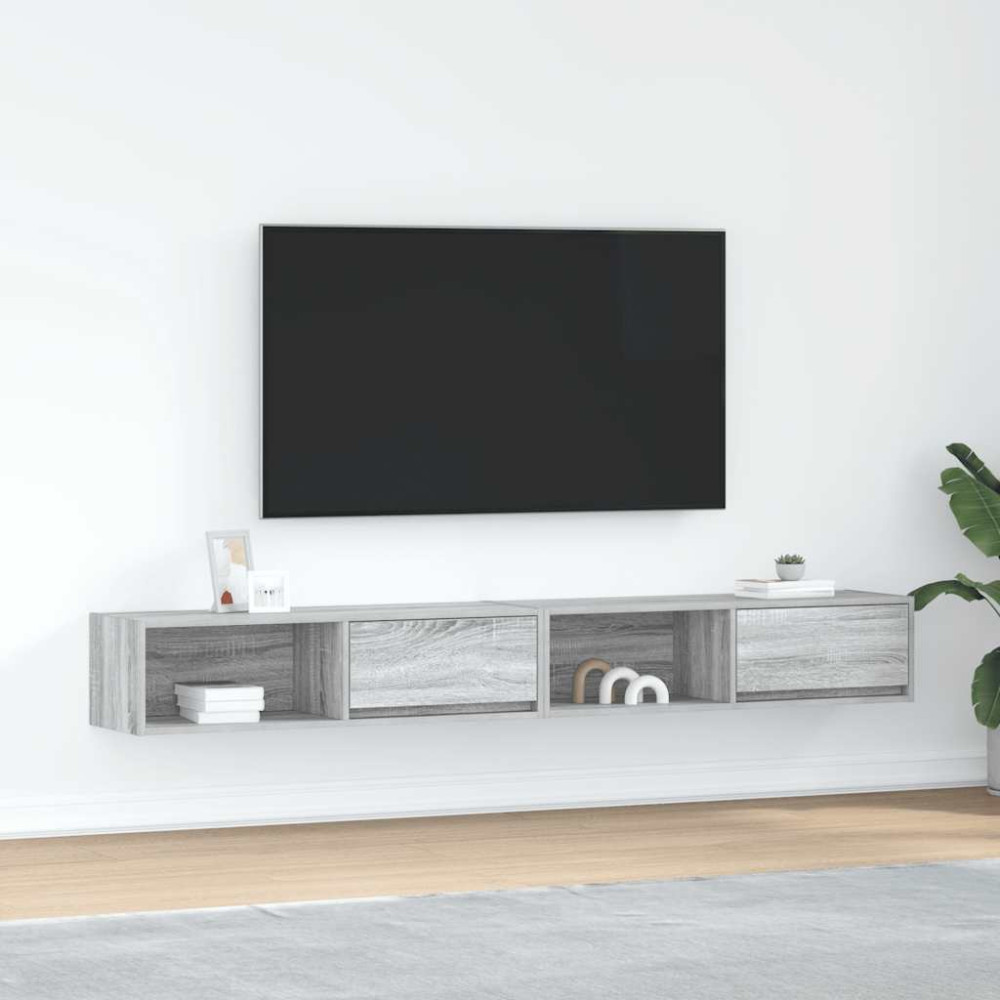 Produktbild för TV-bänkar 2 st grå Sonoma 100x31x25,5 cm konstruerat trä