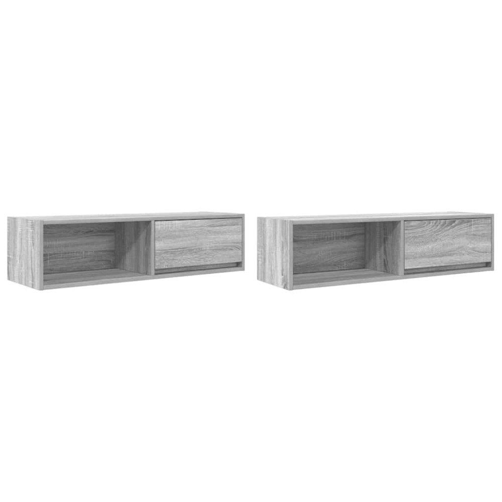 Produktbild för TV-bänkar 2 st grå Sonoma 100x31x25,5 cm konstruerat trä